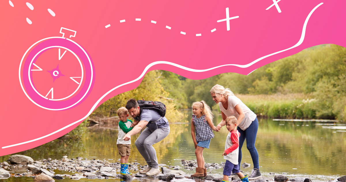 družina z otroci ob jezeru, mama in oče, wiz blog