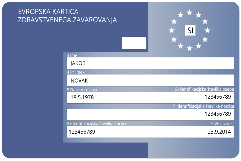evropska kartica zdravstvenega zavarovanja, modra