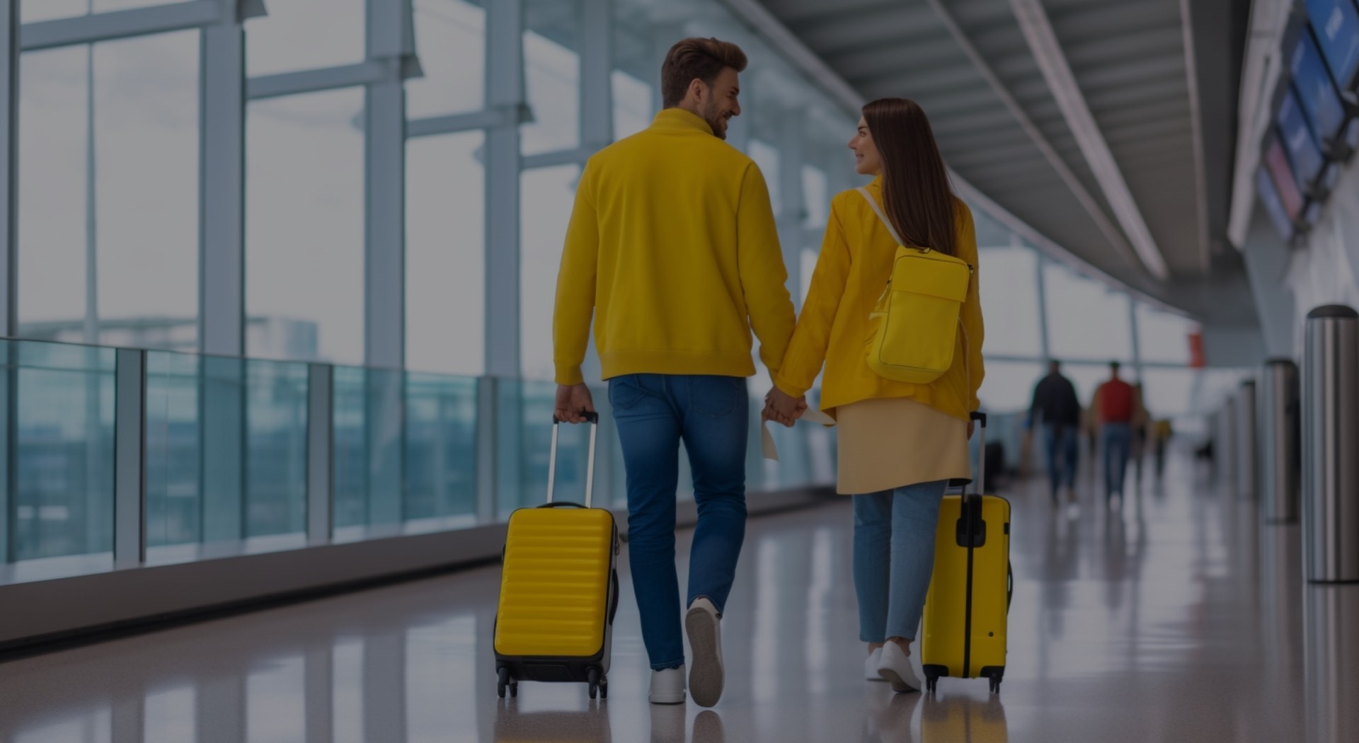 par z rumenimi kovčki na letališču, nova pravila letalske družbe, ryanair, wiz blog