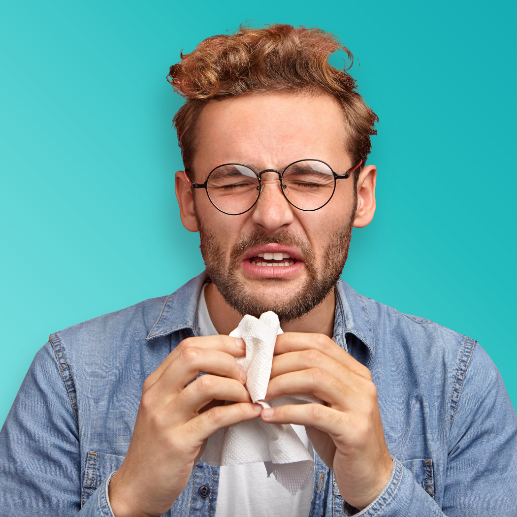 seneni nahod, fant z robčkom v rokah